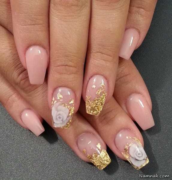 طراحی ناخن شیک ، لاک اکلیلی ، لاک اکلیلی طلایی