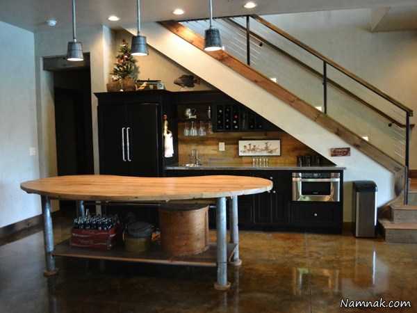 کابینت آشپزخانه ، دکوراسیون آشپزخانه زیر پله ، مدل کابینت آشپزخانه زیر پله