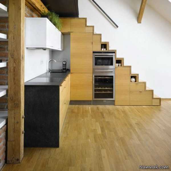 کابینت جدید آشپزخانه ، آشپزخانه زیر پله ، دکوراسیون آشپزخانه زیر پله