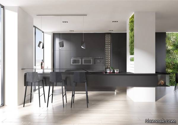 کابینت آشپزخانه سفید مشکی خارجی کابینت آشپزخانه سفید مشکی