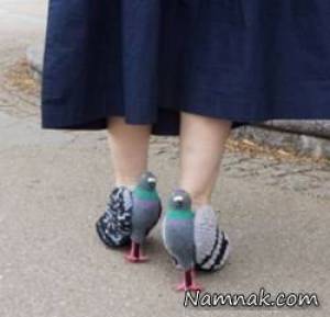 جفت کبوتر ، کفش های عجیب زن ژاپنی