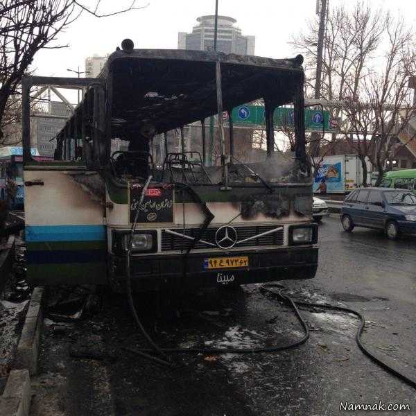 آتش گرفتن اتوبوس در خیابان ولیعصر ، آتش سوزی خیابان ولیعصر ، آتش سوزی اتوبوس