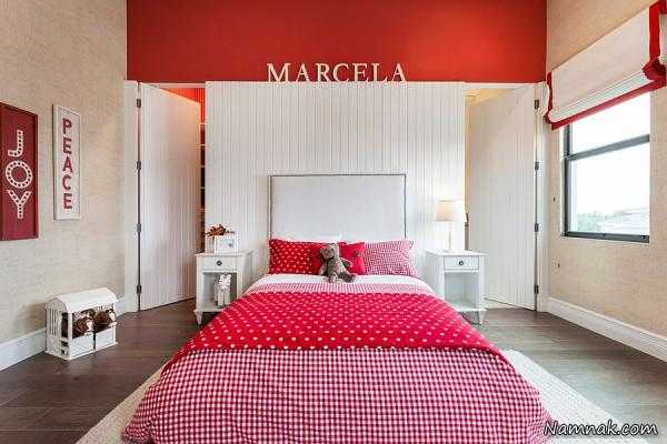 اتاق خواب قرمز ، دکوراسیون اتاق خواب قرمز و مشکی ، اتاق خواب قرمز رنگ