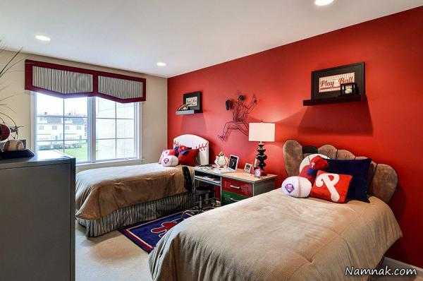 اتاق خواب قرمز ، اتاق خواب قرمز رنگ ، اتاق خواب قرمز سفید