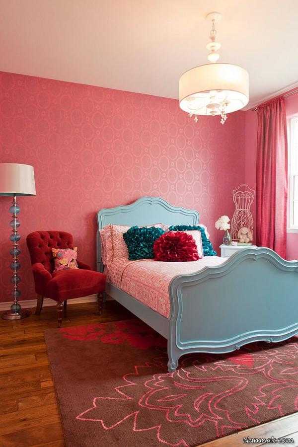 اتاق خواب قرمز ، مدل کاغذ دیواری اتاق کودک ، مدل کاغذ دیواری اتاق خواب دخترانه