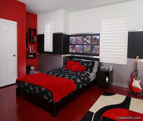 اتاق خواب قرمز ، مدل کاغذ دیواری اتاق کودک پسر ، سرویس چوب اتاق