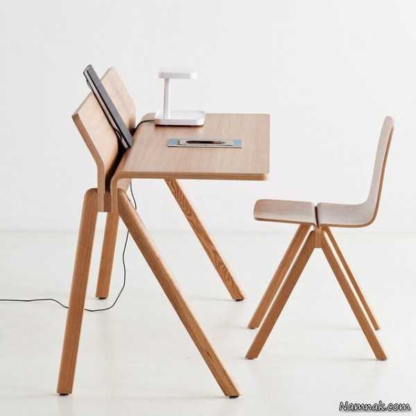 مدل میز کار چوبی ، مدل میز تحریر دیواری ، میز تحریر کتابخانه دار