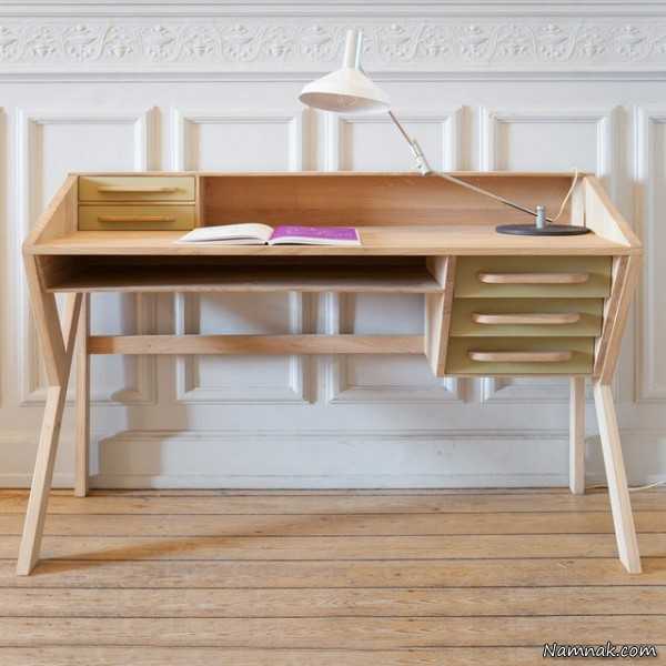 مدل میز کار چوبی ، میز تحریر کتابخانه دار ، میز تحریر کتابخانه ای