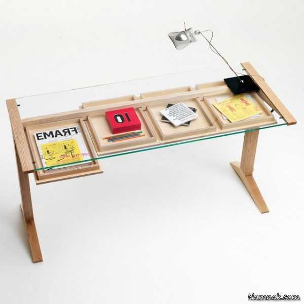 مدل میز کار چوبی ، میز تحریر همراه کتابخانه ، میز تحریر همراه کتابخانه