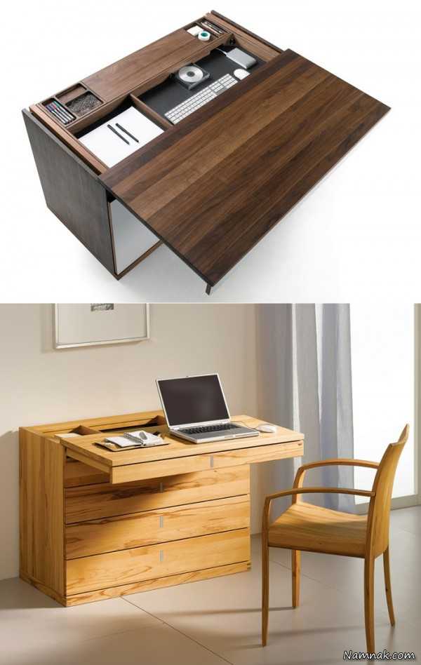 مدل میز کار چوبی ، میز تحریر کم جا ، میز کاری