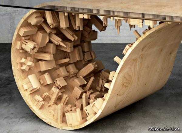 میز چوبی سه بعدی