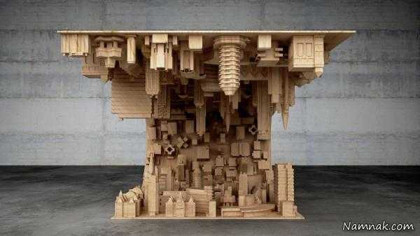 مدل میز چوبی جدید ، مدل میز چوبی قهوه موج دار چاپ سه بعدی