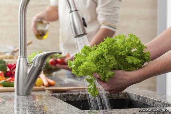 بهترین روش شستشوی سبزیجات شستشوی سبزیجات ، شستشوی سبزیجات با نمک ، شستشوی سبزیجات با مایع ظرفشویی