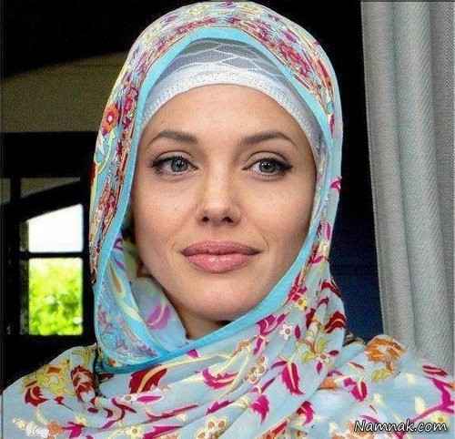 آنجلینا جولی با حجاب اسلامی در پاکستان