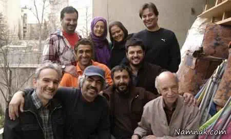 بهاره رهنما و مهراب قاسم خانی در کنار بازیگران سریال پژمان