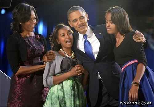 باراک اوباما در کنار دختر و همسرش