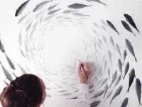 ماهی های همیشه زنده روی سرامیک