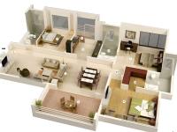 نقشه خانه ی سه خوابه