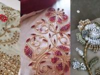 طرح سنگ دوزی روی لباس