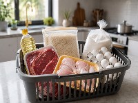 مرغ و گوشت و تخم مرغ و برنج