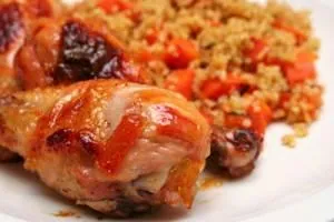 مرغ پرتقالی با هویج و بلغور