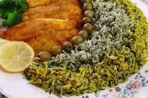 تزیین سبزی پلو با ماهی