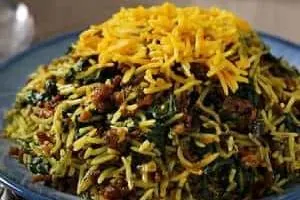 اسفناج پلو با گوشت قلقلی