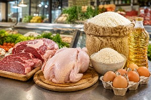 برنج، مرغ، گوشت و روغن
