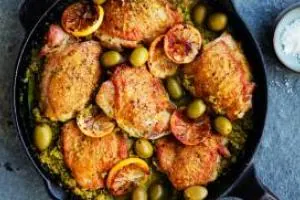 مرغ با لیمو و زیتون