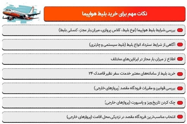 نکات مهم خرید بلیط هواپیما