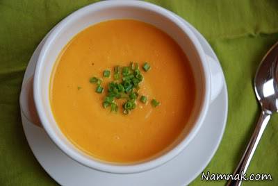 طز تهیه سوپ هویج و تره فرنگی 
