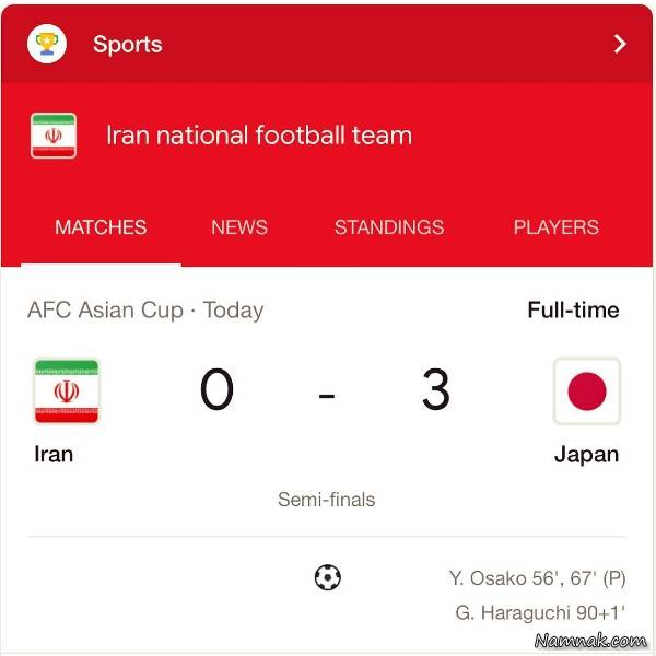نتیجه بازی ایران و ژاپن