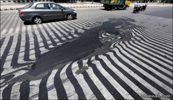 گرما در هند با ذوب آسفالت جاده ها رکورد زد 