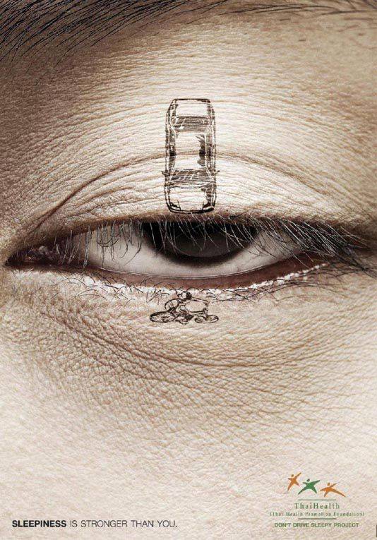 تبلیغات عدم رانندگی با چشمان خواب آلود