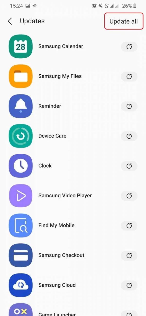 آپدیت برنامه های سامسونگ