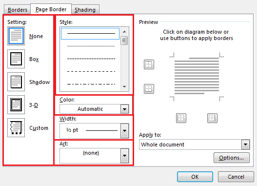 کادر در ورد