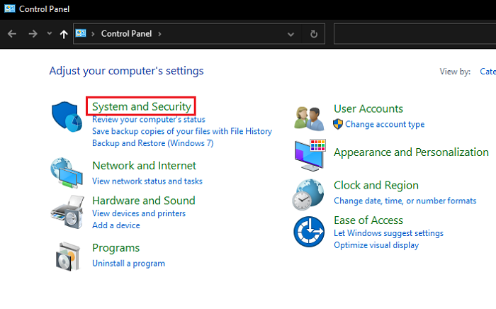 پنجره کنترل پنل