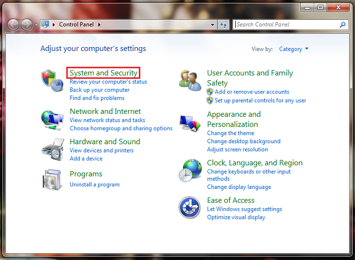 کنترل پنل ویندوز 7