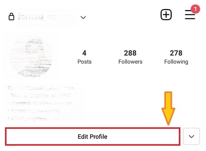 وارد بخش پروفایل اینستاگرام شوید آیدی اینستاگرام