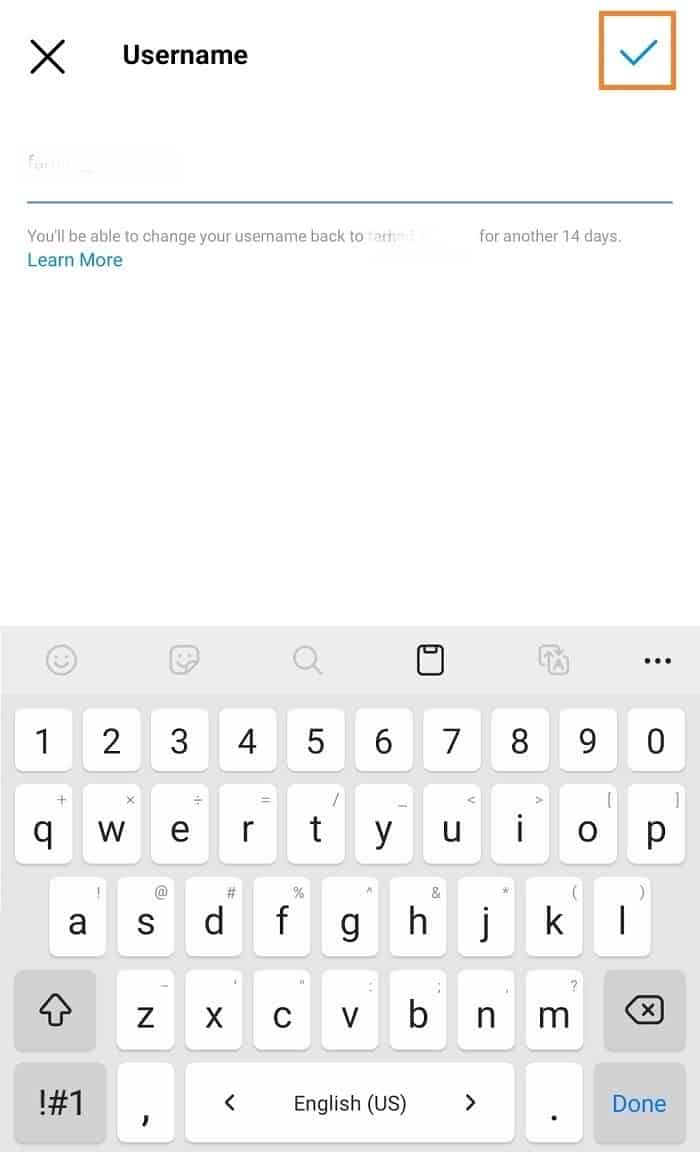 آیدی اینستاگرام جدید را وارد کنید. تغییر آیدی اینستاگرام