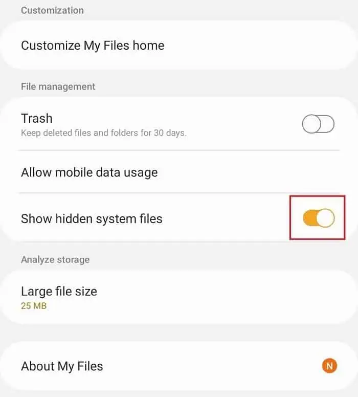 تنظیمات مدیریت فایل