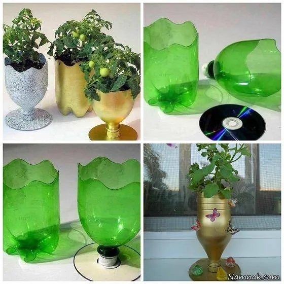 گلدان با بطری نوشابه