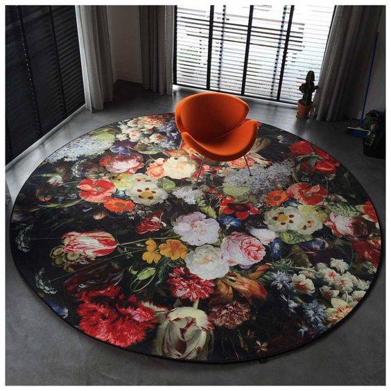 فرش گرد طرح گل