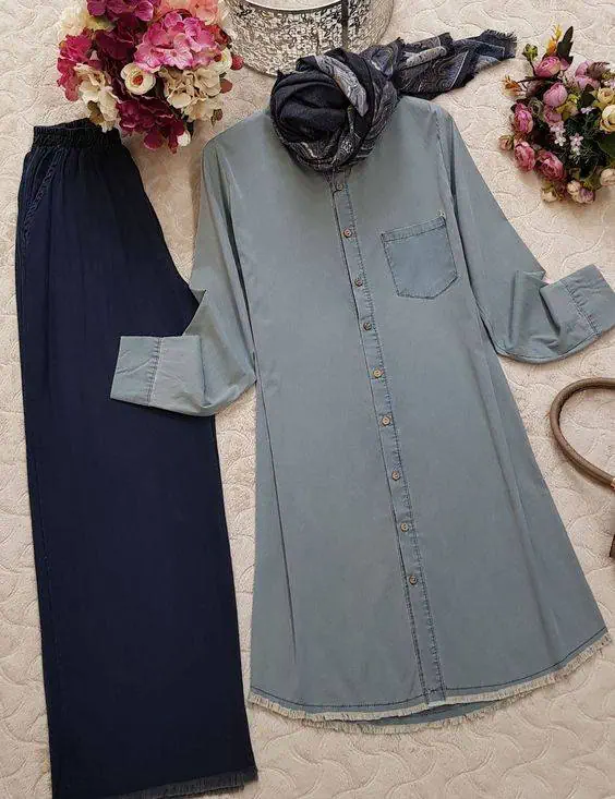 مانتو لی با شلوار گشاد