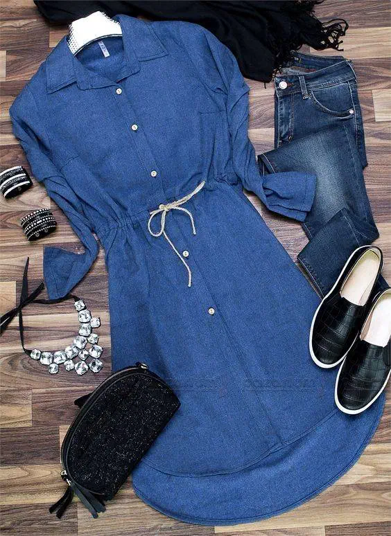 مانتو جین با شال