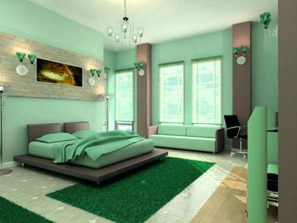 دیوار سبز اتاق خواب 