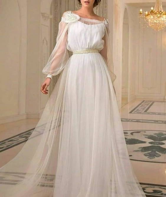 لباس عروس آستین پفی 