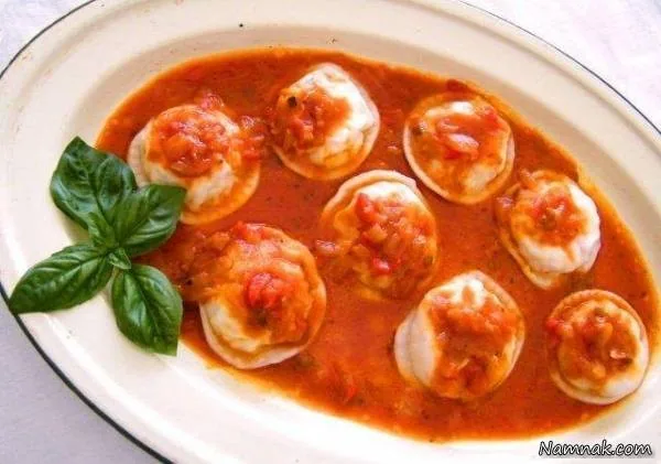 ژامبون راویولی با سس گوجه فرنگی