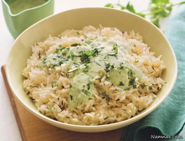 برنج با سس گشنیز