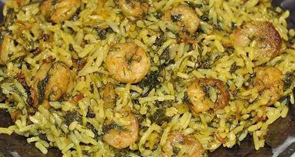 سبزی پلو میگو
